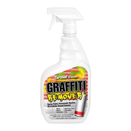 Hospeco Nilodor Certified Graffiti, Spray Paint, Oil & Water Based Enamel Remover, Quart Bottle, 6/CS C517-009